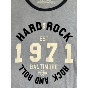Hard Rock Cafe Baltimore Shirt Womens Large? Blue Ringer Tee Slim Fit 1971 NEW